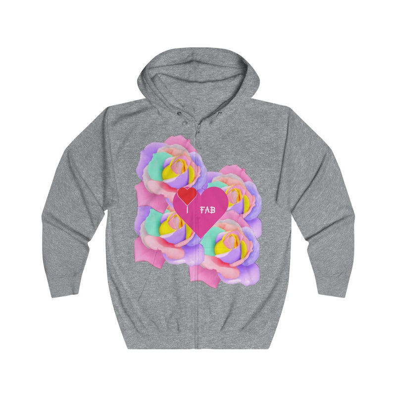 Im Fabolous FloralLove Unisex Full Zip Hoodie (RedHeart)