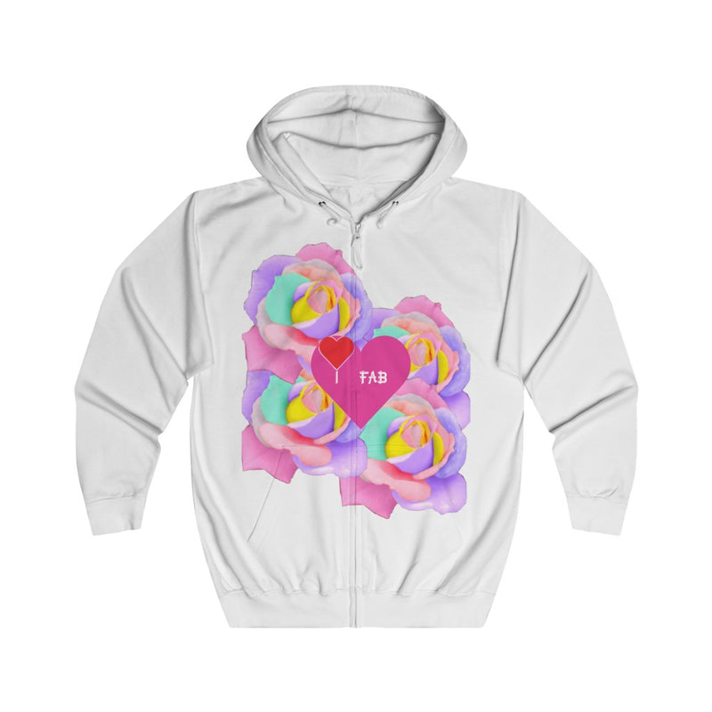 Im Fabolous FloralLove Unisex Full Zip Hoodie (RedHeart)