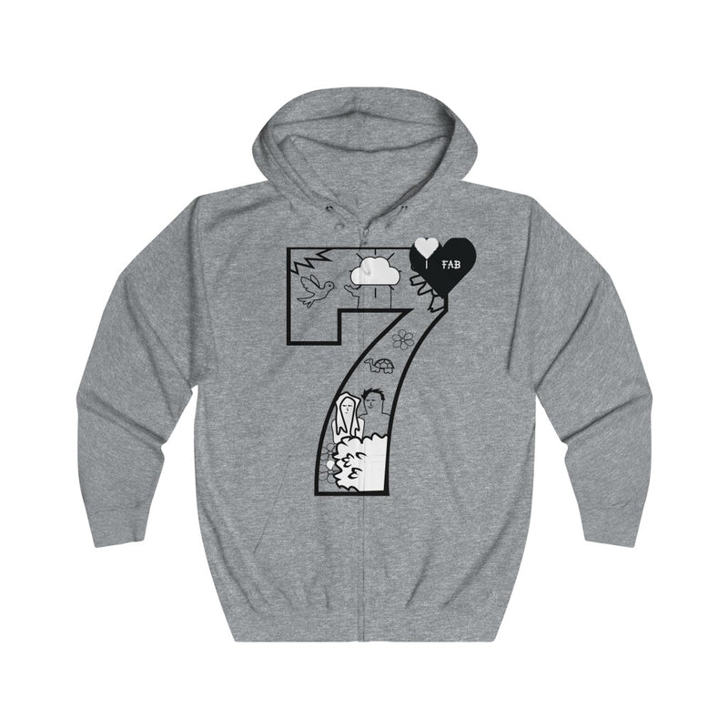 Im Fabolous 7 Days Unisex Full Zip Hoodie (WhiteHeart)