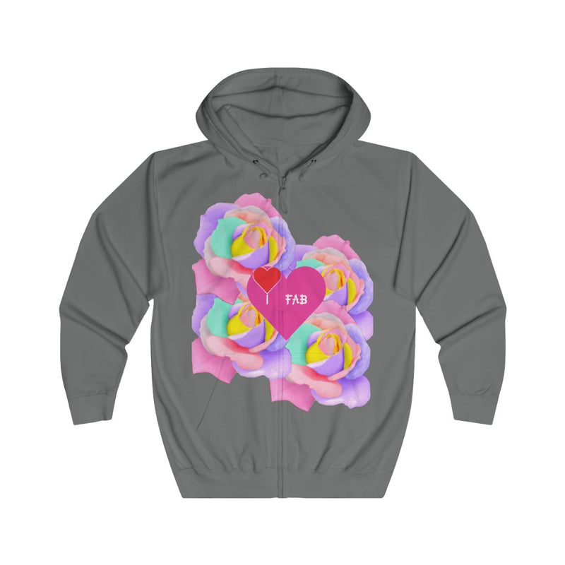 Im Fabolous FloralLove Unisex Full Zip Hoodie (RedHeart)