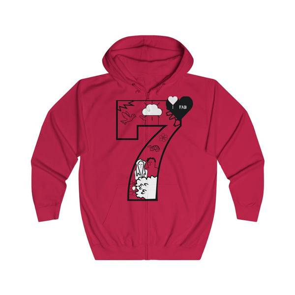 Im Fabolous 7 Days Unisex Full Zip Hoodie (WhiteHeart)