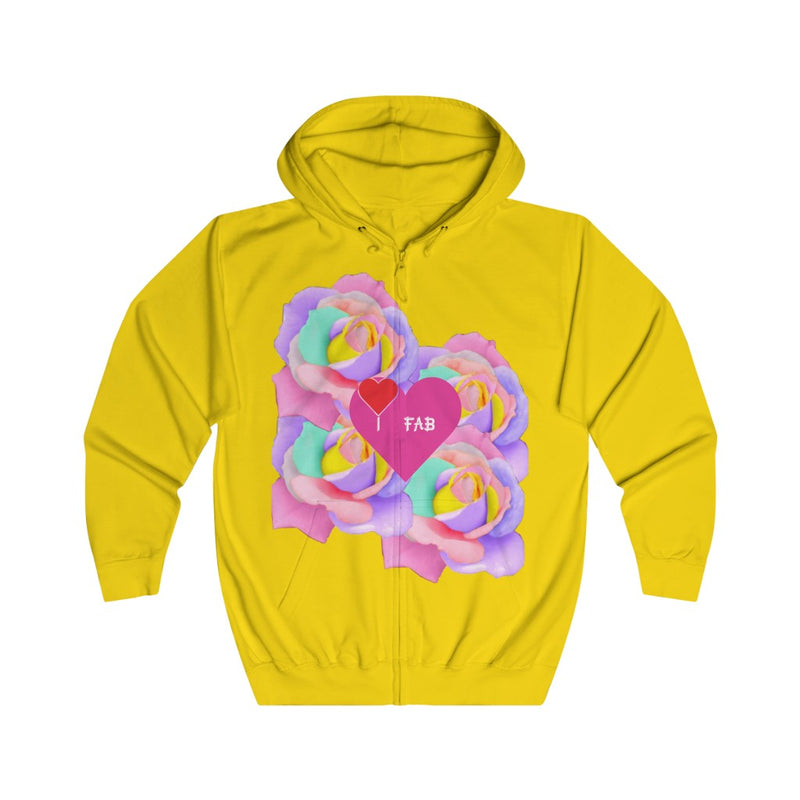 Im Fabolous FloralLove Unisex Full Zip Hoodie (RedHeart)