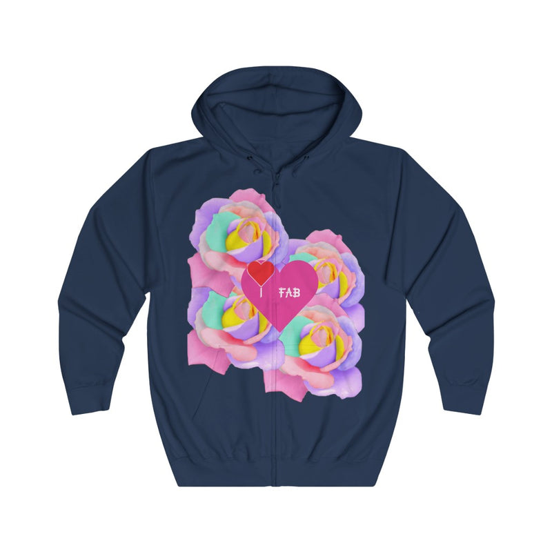 Im Fabolous FloralLove Unisex Full Zip Hoodie (RedHeart)